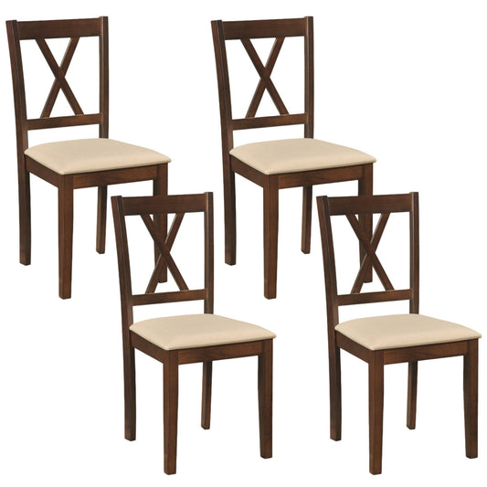 Wooden Dining Chairs Set of 4, Fabric Upholstered, Walnut Dining Chairs Walnut at Gallery Canada