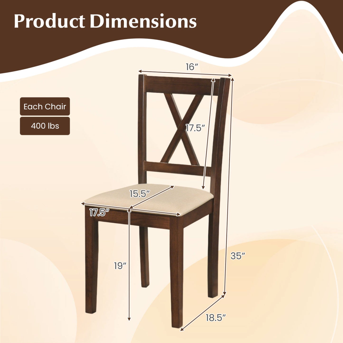 Wooden Dining Chairs Set of 4, Fabric Upholstered, Walnut Dining Chairs at Gallery Canada