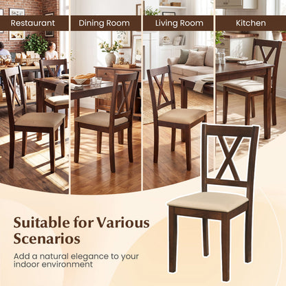 Wooden Dining Chairs Set of 4, Fabric Upholstered, Walnut Dining Chairs at Gallery Canada