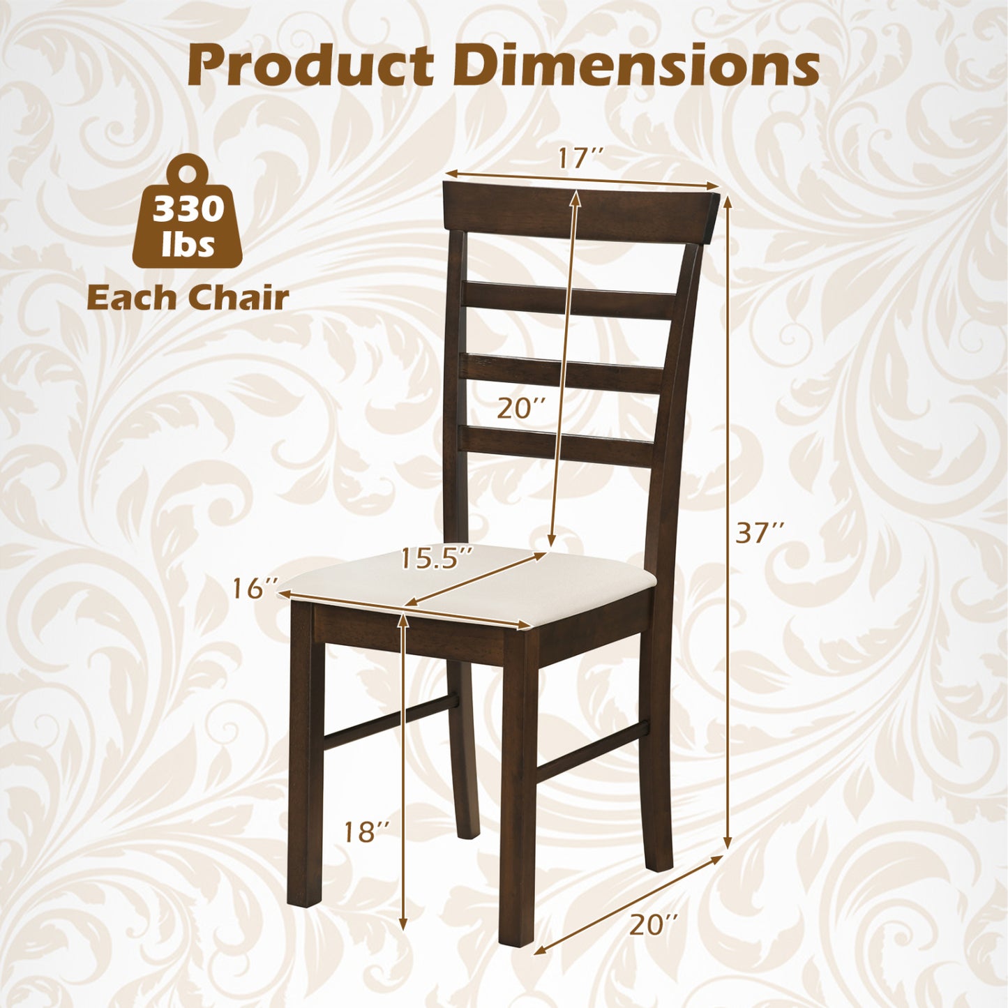 Ensemble de 4 chaises de salle à manger en bois, marron