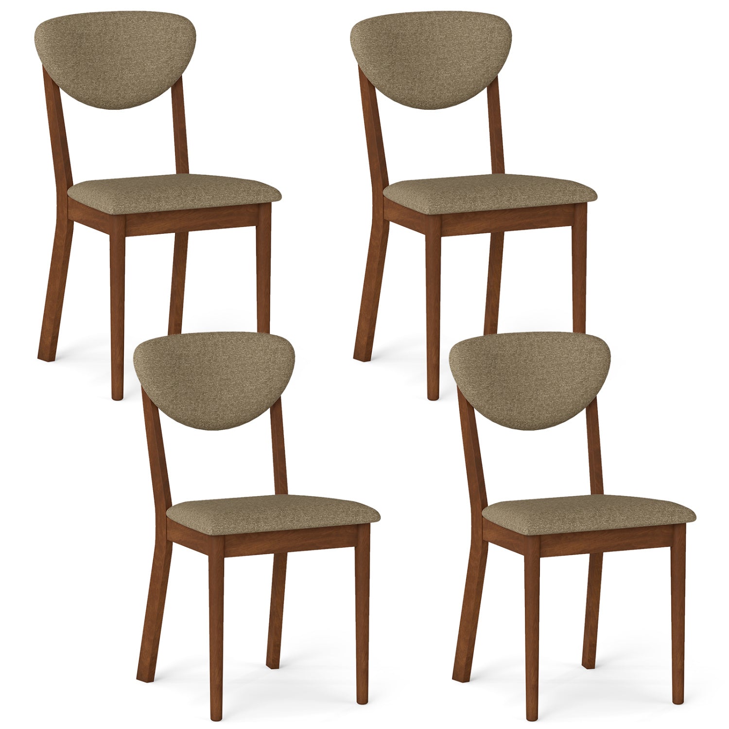 Wooden Dining Chairs Set of 4 with Padded Seat Back, Brown Dining Chairs Brown at Gallery Canada