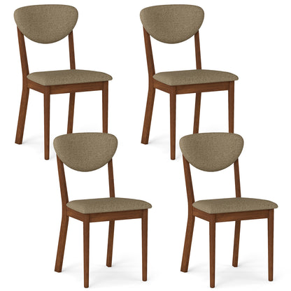 Wooden Dining Chairs Set of 4 with Padded Seat Back, Brown Dining Chairs Brown at Gallery Canada