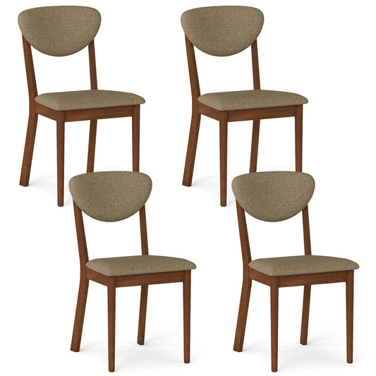 Wooden Dining Chairs Set of 4 with Padded Seat Back, Brown Dining Chairs Brown at Gallery Canada