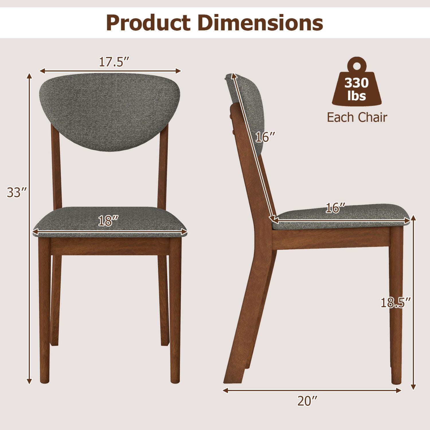 Wooden Dining Chairs Set of 4, Padded Seat, Gray Dining Chairs at Gallery Canada