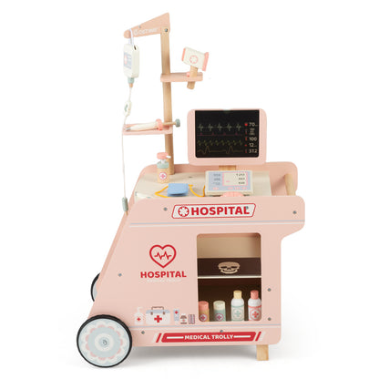 Wooden Doctor Playset for Kids Pretend Play Doctor Kit with Cart Gift for Toddlers Boys Girls Aged 3+, Pink Play Tents & Playhouse at Gallery Canada