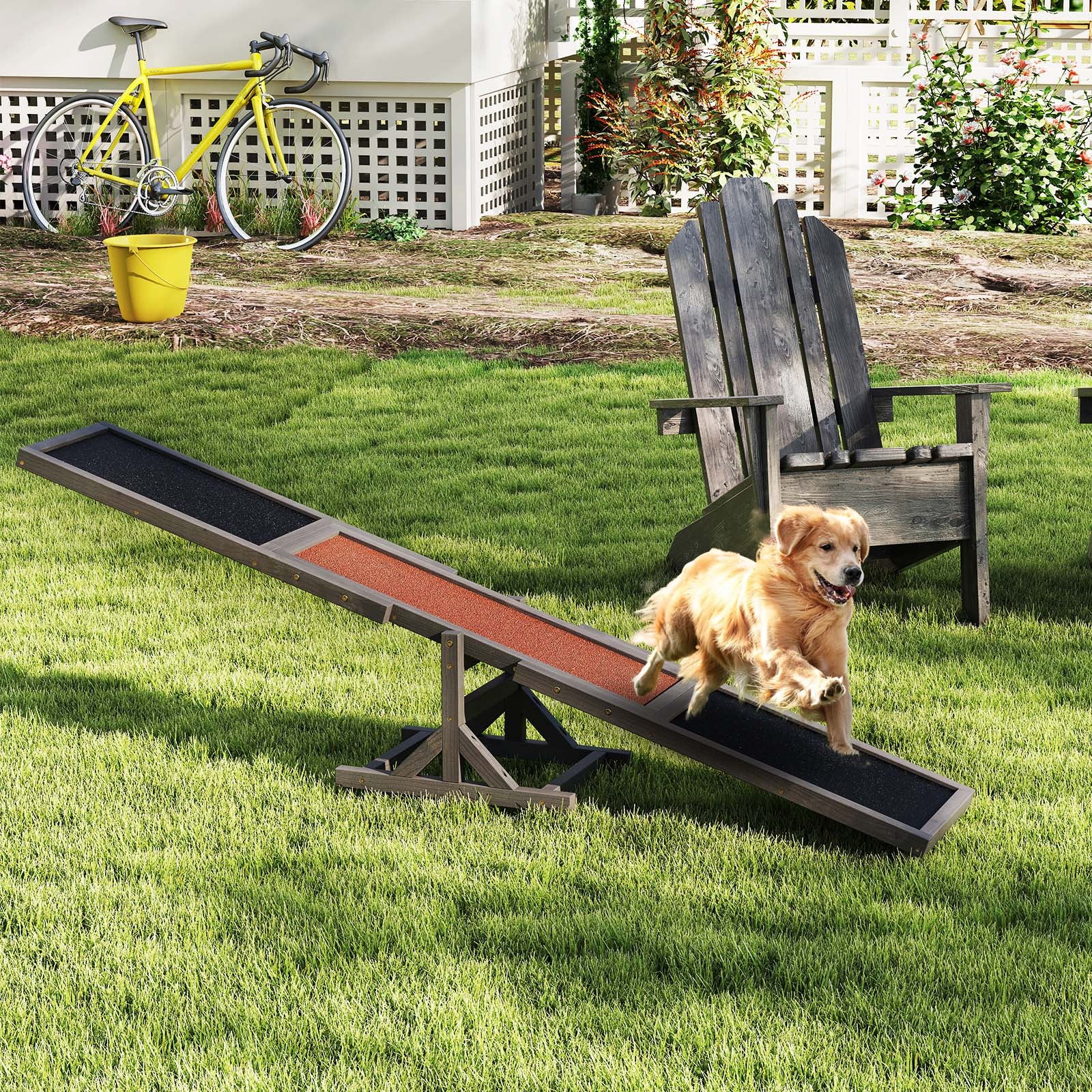 Wooden Dog Agility Seesaw Dog Outdoor Run Game Toy for Obstacle Courses, Gray Dog Supplies at Gallery Canada