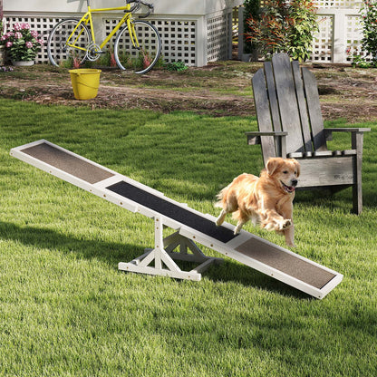 Wooden Dog Agility Seesaw Dog Outdoor Run Game Toy for Obstacle Courses, White Dog Supplies at Gallery Canada