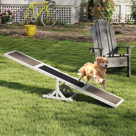 Wooden Dog Agility Seesaw Dog Outdoor Run Game Toy for Obstacle Courses, White Dog Supplies White at Gallery Canada