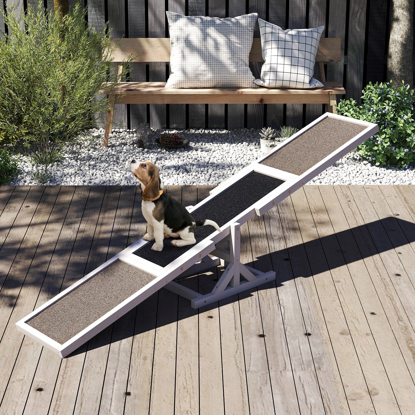 Wooden Dog Agility Seesaw Dog Outdoor Run Game Toy for Obstacle Courses, White Dog Supplies at Gallery Canada