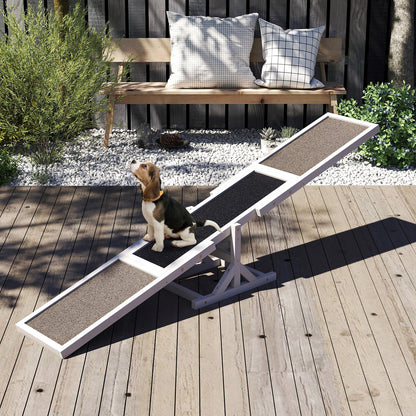 Wooden Dog Agility Seesaw Dog Outdoor Run Game Toy for Obstacle Courses, White Dog Supplies at Gallery Canada