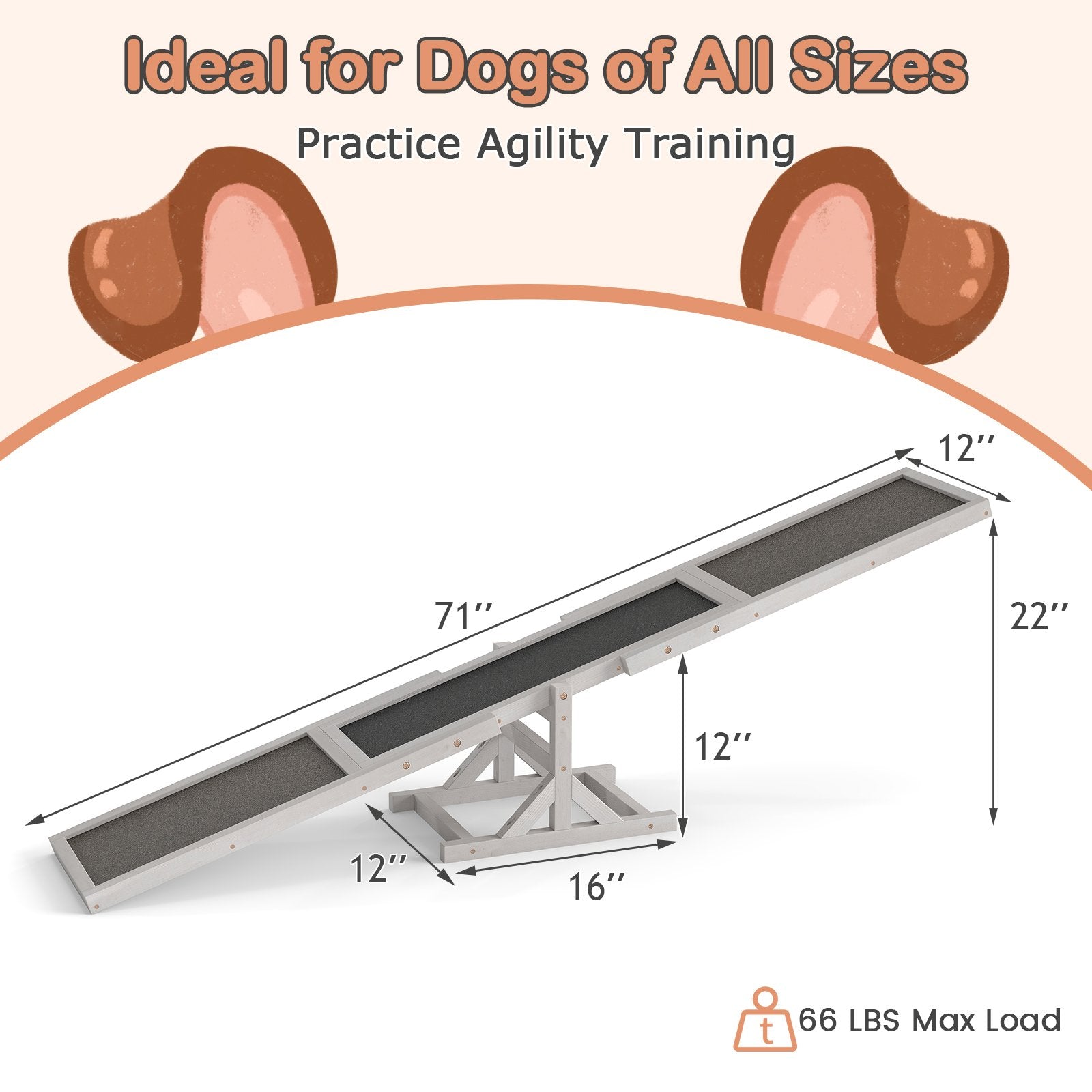 Wooden Dog Agility Seesaw Dog Outdoor Run Game Toy for Obstacle Courses, White Dog Supplies at Gallery Canada