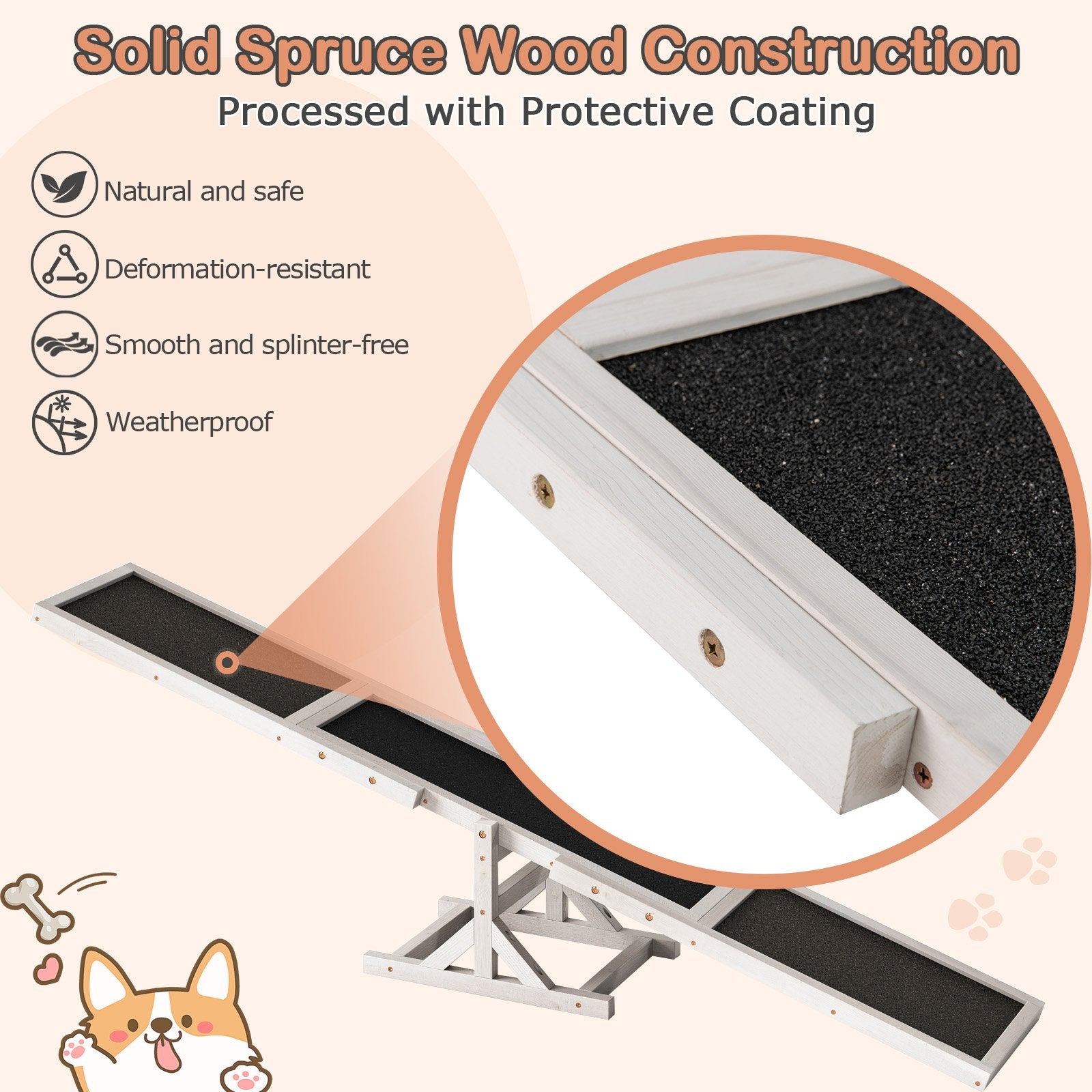 Wooden Dog Agility Seesaw Dog Outdoor Run Game Toy for Obstacle Courses, White Dog Supplies at Gallery Canada