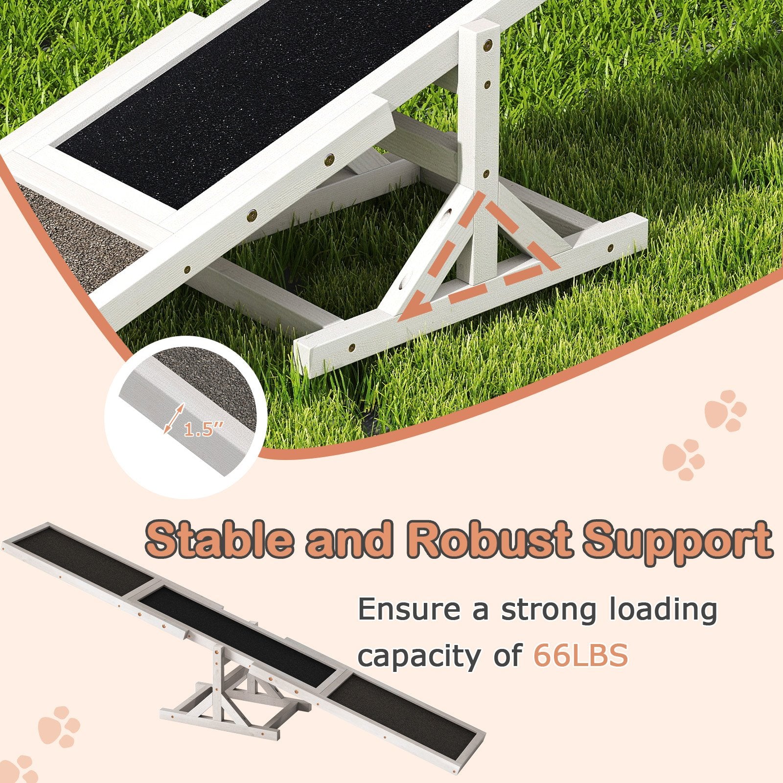 Wooden Dog Agility Seesaw Dog Outdoor Run Game Toy for Obstacle Courses, White Dog Supplies at Gallery Canada