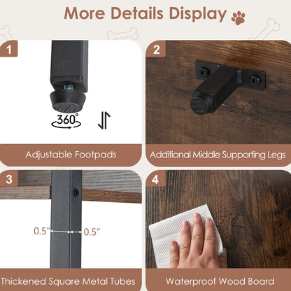 Wooden Dog Crate Furniture with Storage Shelves and Double Doors, Rustic Brown Dog Kennels at Gallery Canada