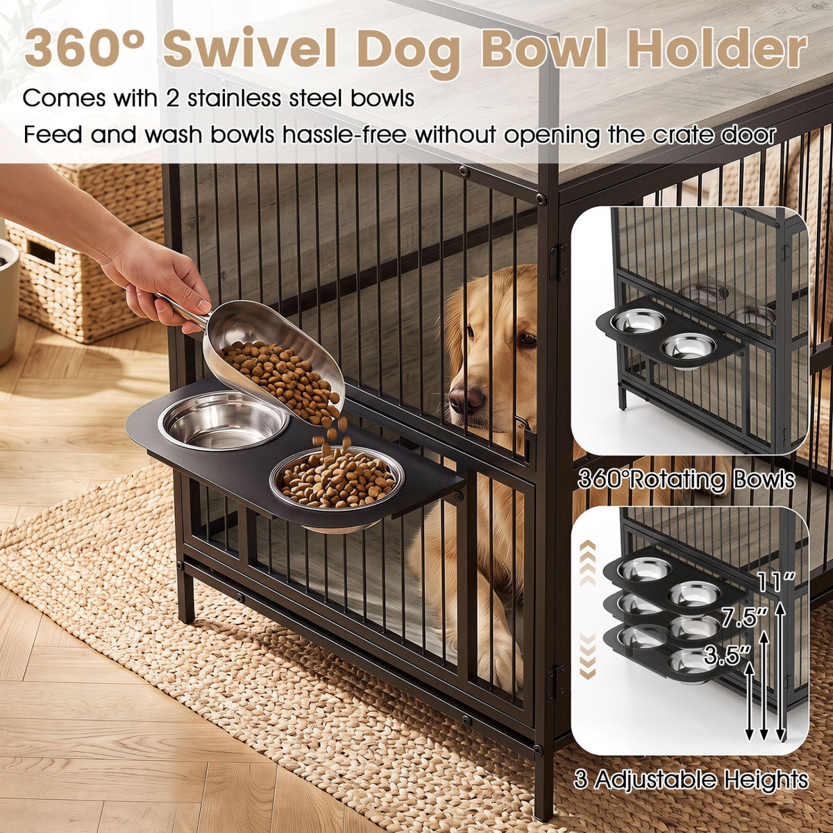 Wooden Dog Crate Furniture, Medium, Gray