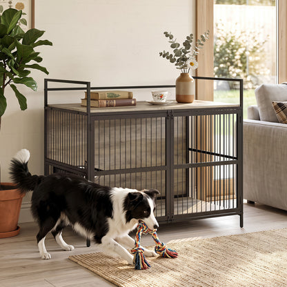 Wooden Dog Crate Furniture, Medium, Gray