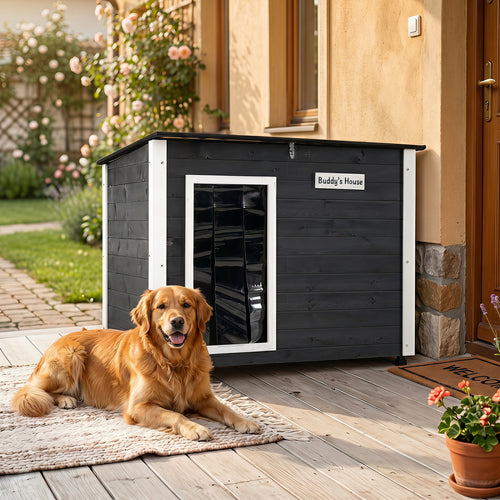 Wooden Dog House, Spruce Frame, Removable Floor, Asphalt Roof, Natural