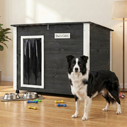 Wooden Dog House, Spruce Frame, Removable Floor, Asphalt Roof, Natural