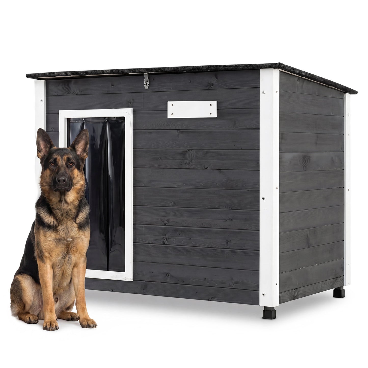 Wooden Dog House, Spruce Frame, Removable Floor, Asphalt Roof, Natural