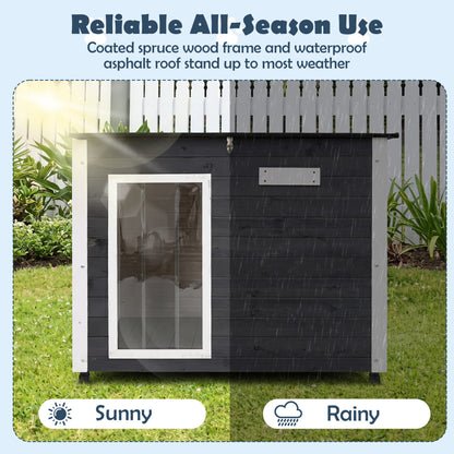 Wooden Dog House, Spruce Frame, Removable Floor, Asphalt Roof, Natural