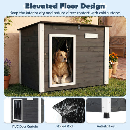 Wooden Dog House, Spruce Frame, Removable Floor, Asphalt Roof, Natural