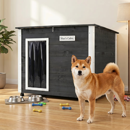 Wooden Dog House Outdoor, Natural Spruce Wood, Removable Floor, Openable Roof, S