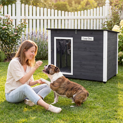 Wooden Dog House Outdoor, Natural Spruce Wood, Removable Floor, Openable Roof, S