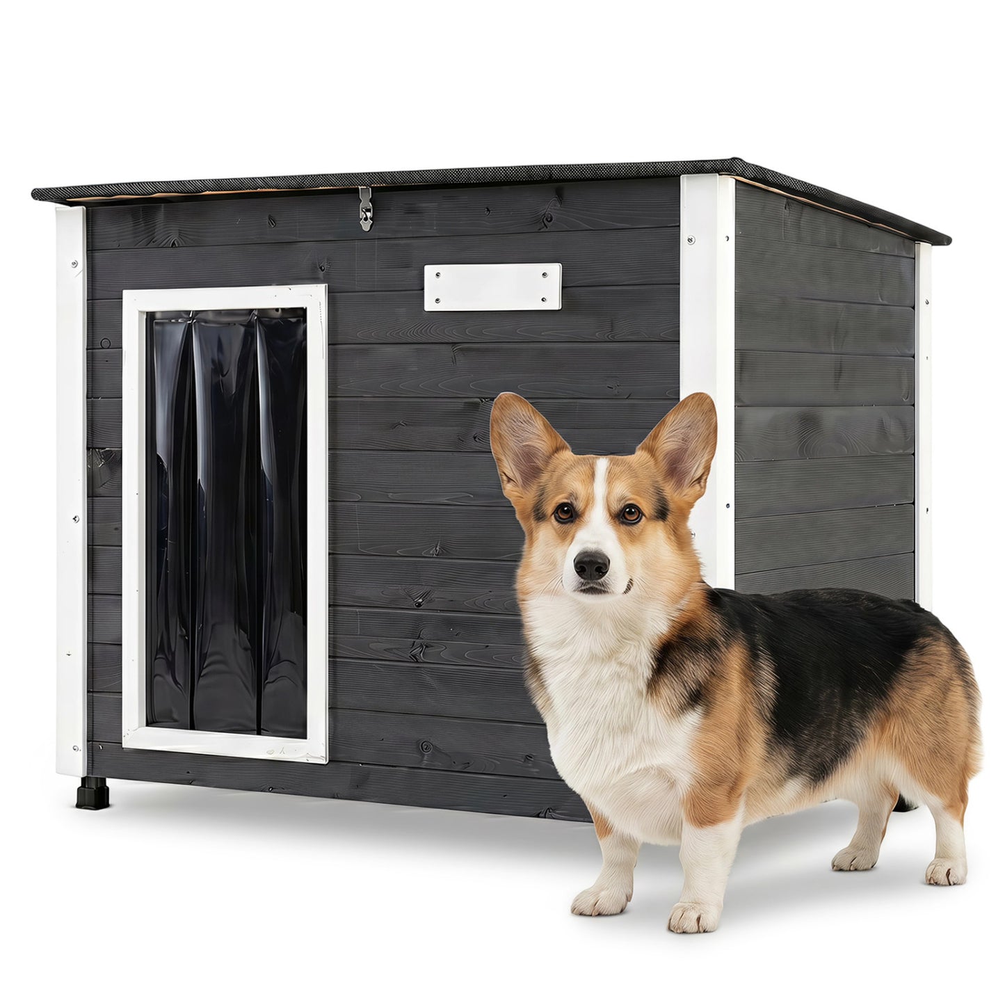 Wooden Dog House Outdoor, Natural Spruce Wood, Removable Floor, Openable Roof, S