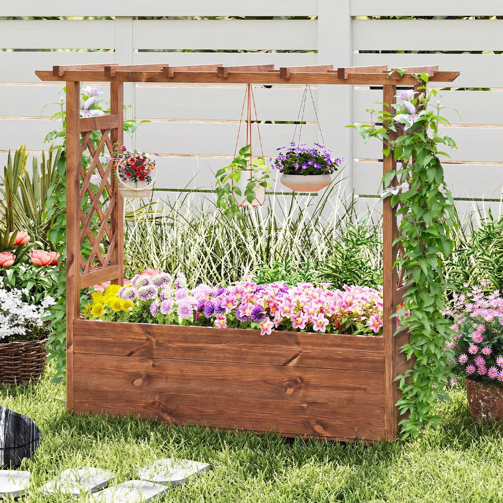 Wooden Elevated Planter Raised Garden Bed, Orange Raised Garden Beds at Gallery Canada