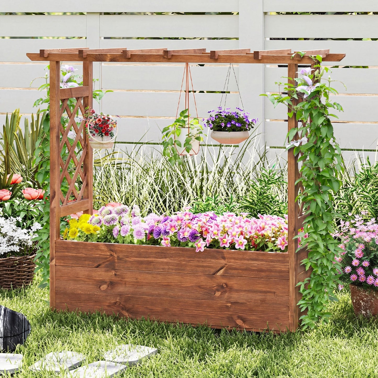 Wooden Elevated Planter Raised Garden Bed, Orange Raised Garden Beds at Gallery Canada