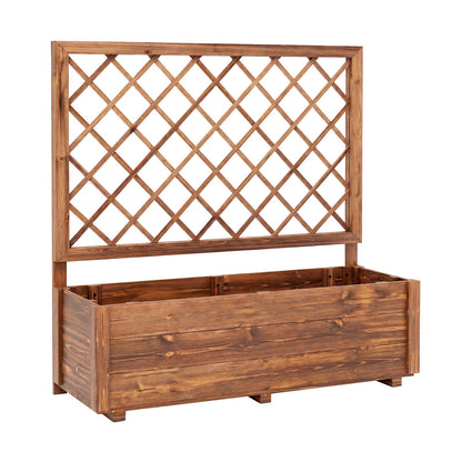 Wooden Elevated Raised Garden Bed, Lattice Trellis, Drainage Holes, Orange Raised Garden Beds Orange at Gallery Canada