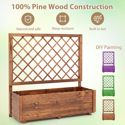 Wooden Elevated Raised Garden Bed, Lattice Trellis, Drainage Holes, Orange Raised Garden Beds at Gallery Canada