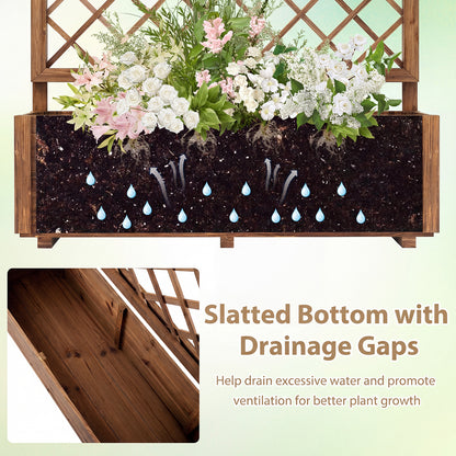 Wooden Elevated Raised Garden Bed, Lattice Trellis, Drainage Holes, Orange Raised Garden Beds at Gallery Canada