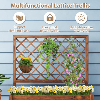 Wooden Elevated Raised Garden Bed, Lattice Trellis, Drainage Holes, Orange Raised Garden Beds at Gallery Canada
