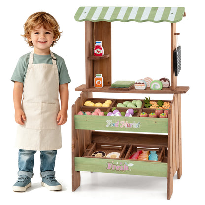 Wooden Grocery Store with Chalkboard and Accessories Montessori Toy for 3+ Kids Play Kitchen Sets at Gallery Canada