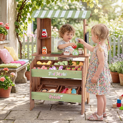 Wooden Grocery Store with Chalkboard and Accessories Montessori Toy for 3+ Kids Play Kitchen Sets at Gallery Canada