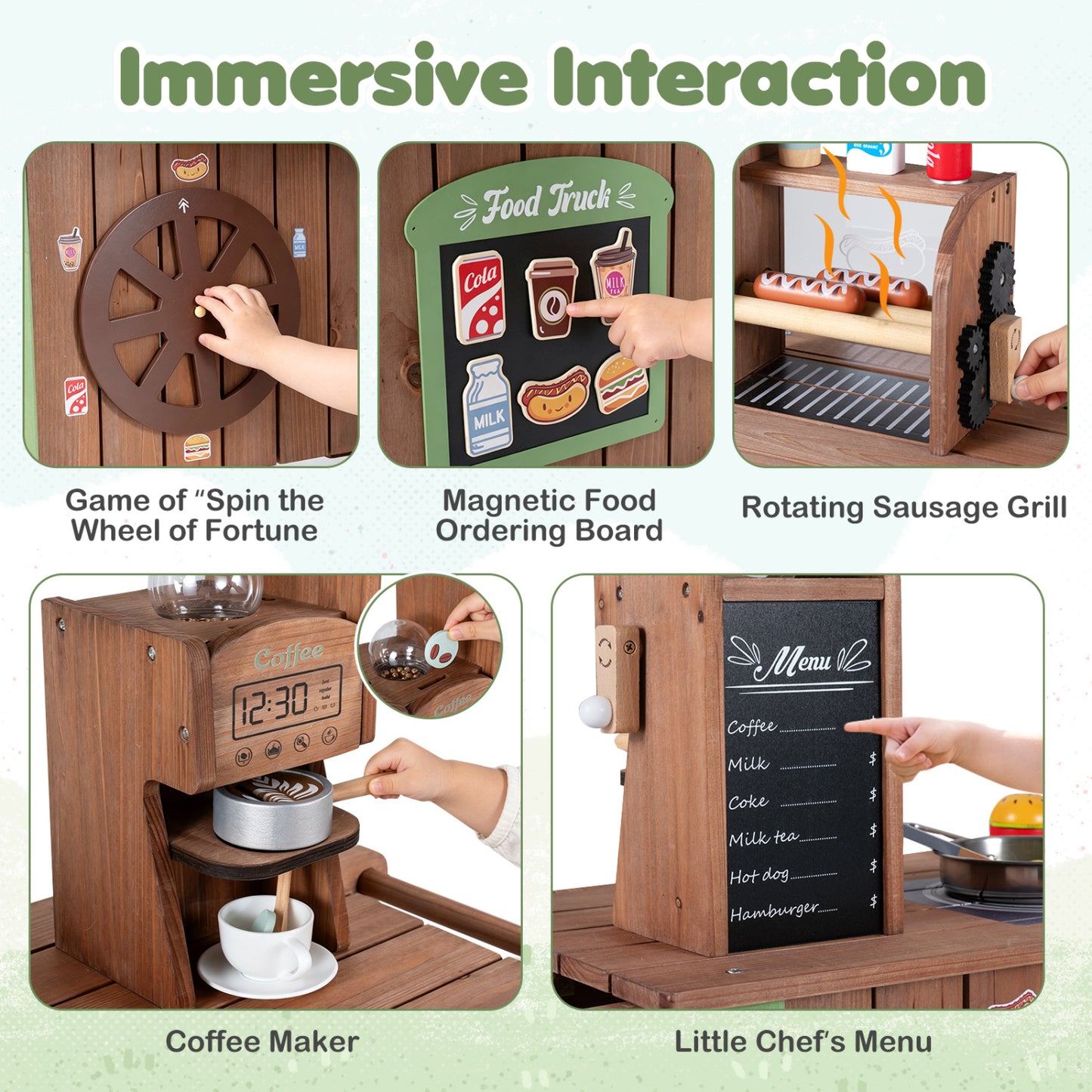 Wooden Grocery Store Playset, Large Wheels