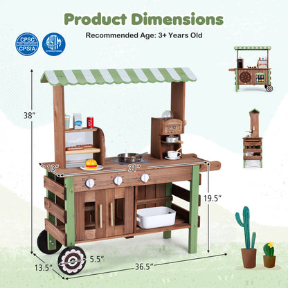 Wooden Grocery Store Playset, Large Wheels