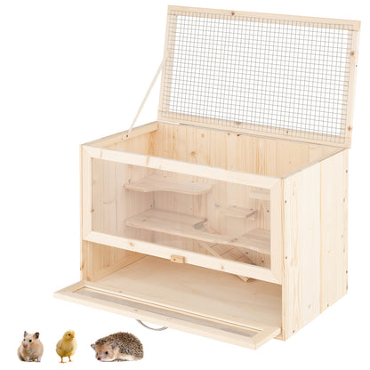 Wooden Hamster Cage with Mesh Flip Roof, Natural Pets at Gallery Canada