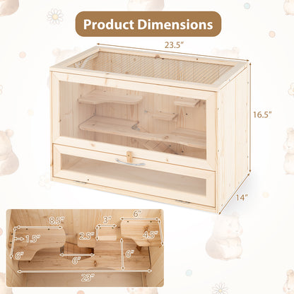 Wooden Hamster Cage with Mesh Flip Roof, Natural Pets at Gallery Canada