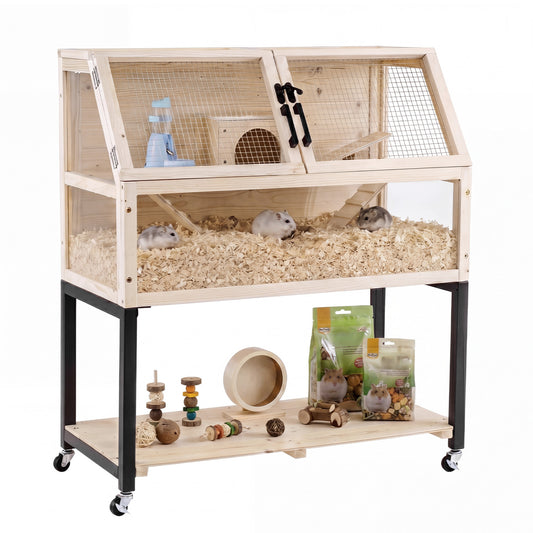 Wooden Hamster Cage 2-Tier Habitat with Casters, Natural Pets Natural at Gallery Canada