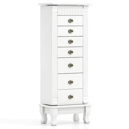 Wooden Jewelry Armoire Cabinet Storage Chest with Drawers and Swing Doors, White Jewelry Armoires at Gallery Canada
