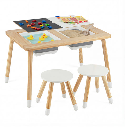 Wooden Kids Activity Table Set with Double-Sided Boards, Natural Kids Table & Chair Sets Natural at Gallery Canada