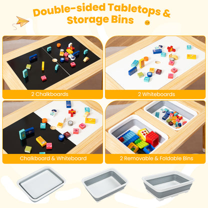 Wooden Kids Activity Table Set with Double-Sided Boards, Natural Kids Table & Chair Sets at Gallery Canada