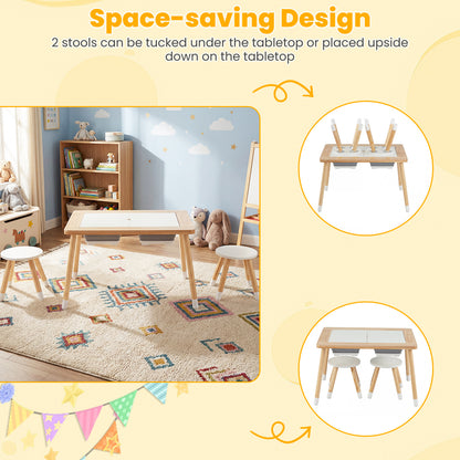 Wooden Kids Activity Table Set with Double-Sided Boards, Natural Kids Table & Chair Sets at Gallery Canada