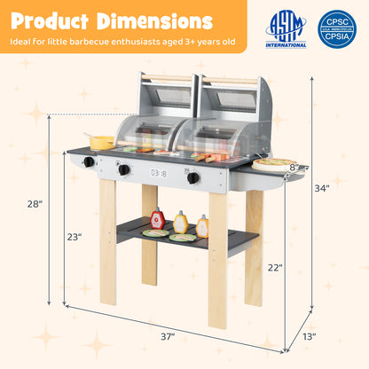 Wooden Kids Barbecue Grill Playset With Tools, Foods, Gray Play Kitchen Sets at Gallery Canada