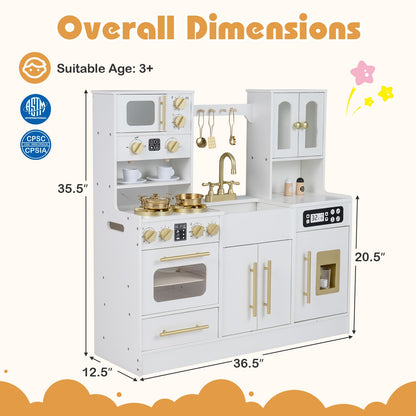 Wooden Kids Kitchen Playset, Realistic Lights And Sounds, White Play Kitchen Sets at Gallery Canada