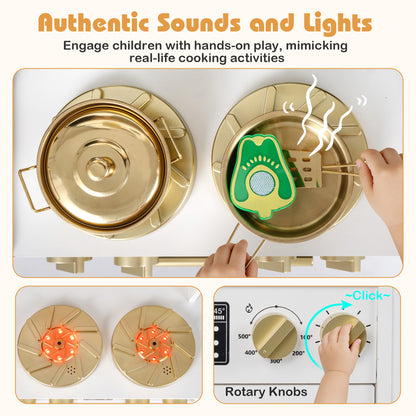 Wooden Kids Kitchen Playset, Realistic Lights And Sounds, White Play Kitchen Sets at Gallery Canada