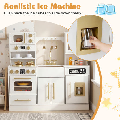 Wooden Kids Kitchen Playset, Realistic Lights And Sounds, White Play Kitchen Sets at Gallery Canada