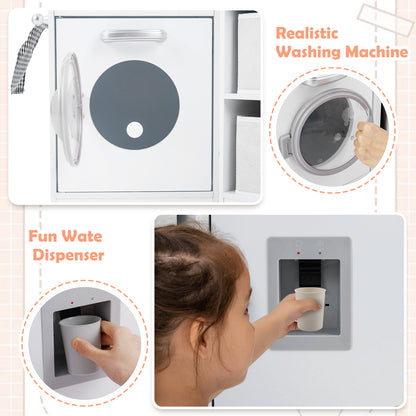 Wooden Kids Play Kitchen Playset with Realistic Lights and Sounds, White Play Kitchen Sets at Gallery Canada